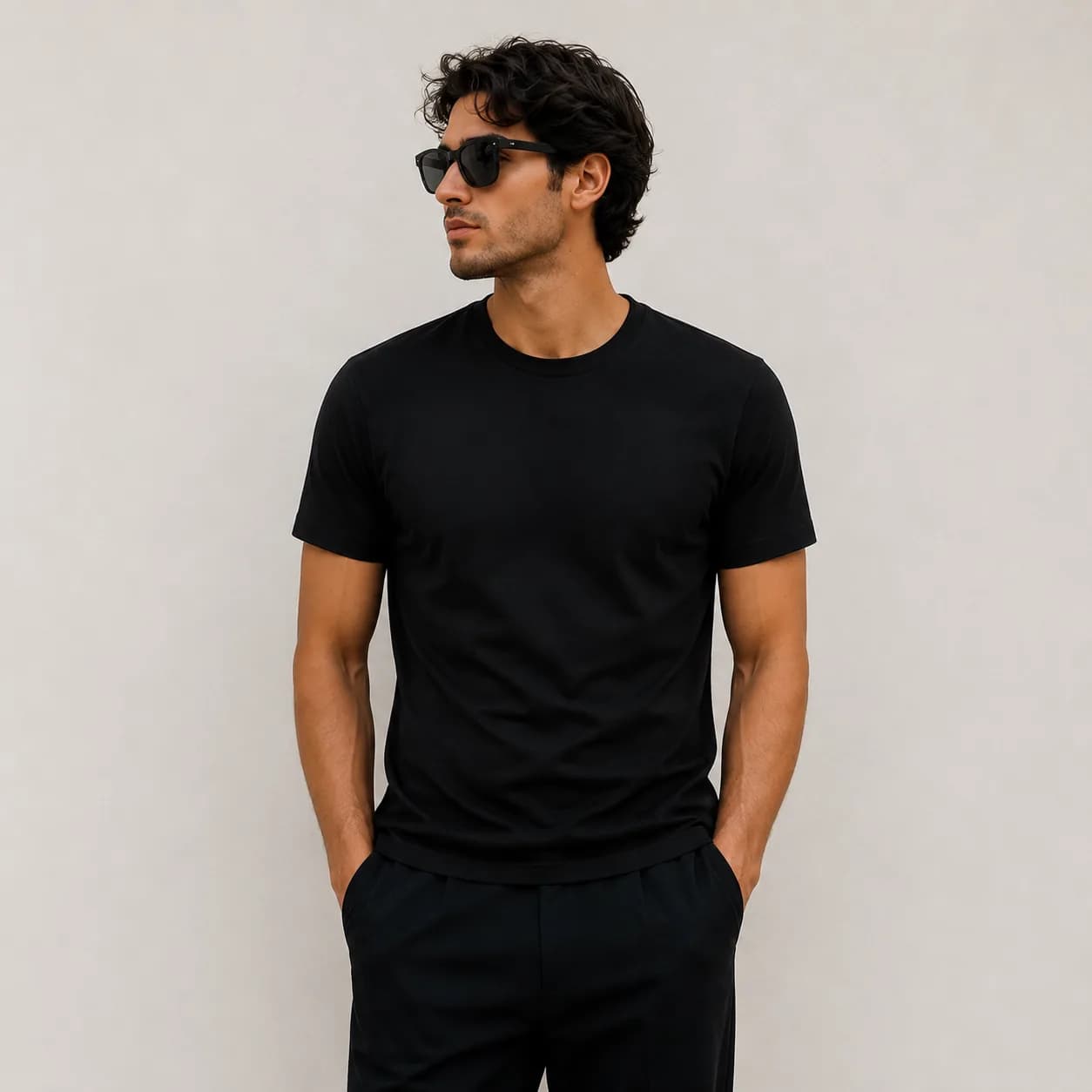 Front view of the Montclair tee in midnight black